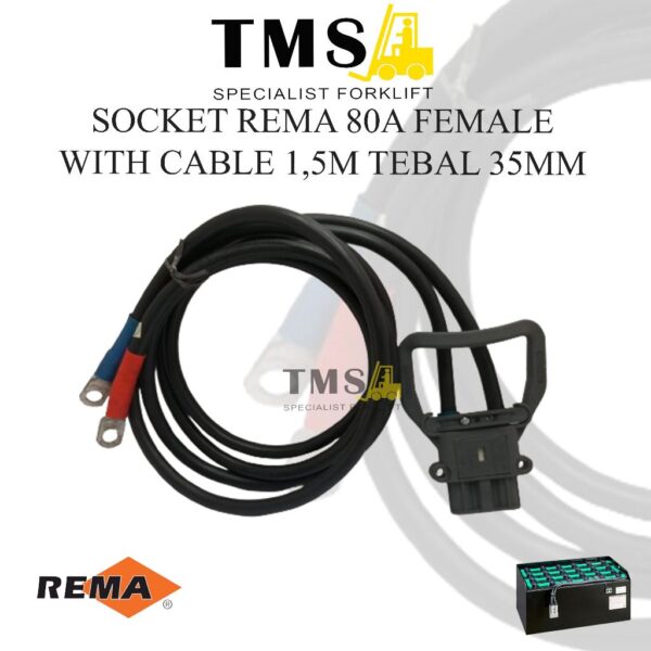 Socket Battery REMA 80 for forklift Female and Cable
