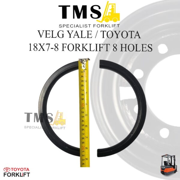 Velg Forklift YALE Toyota 2 Ton 18x7-8 8 lobang Hole 8 RIM Forklift Counter Balance