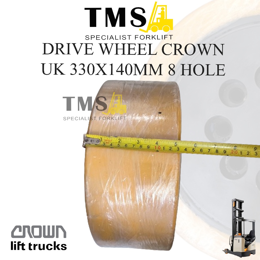 Roda Drive Crown RR 5700 Reachtruck 330x140 8 Hole Drive Wheel Forklift Crown Parts - Gambar 5