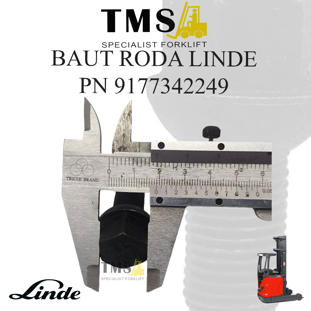 Baut Roda Forklift Reachtruck LINDE 9177342249 Wheel Bolt LINDE R20 E30 - Gambar 3