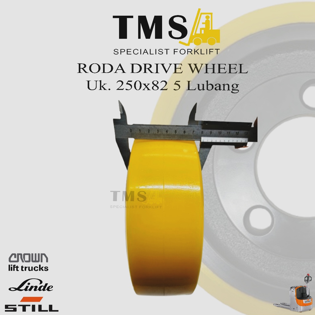 Roda Drive Wheel 250x82 5 Lobang STILL Linde CROWN BT Stacker Pallet Mover Polyurethane - Gambar 5