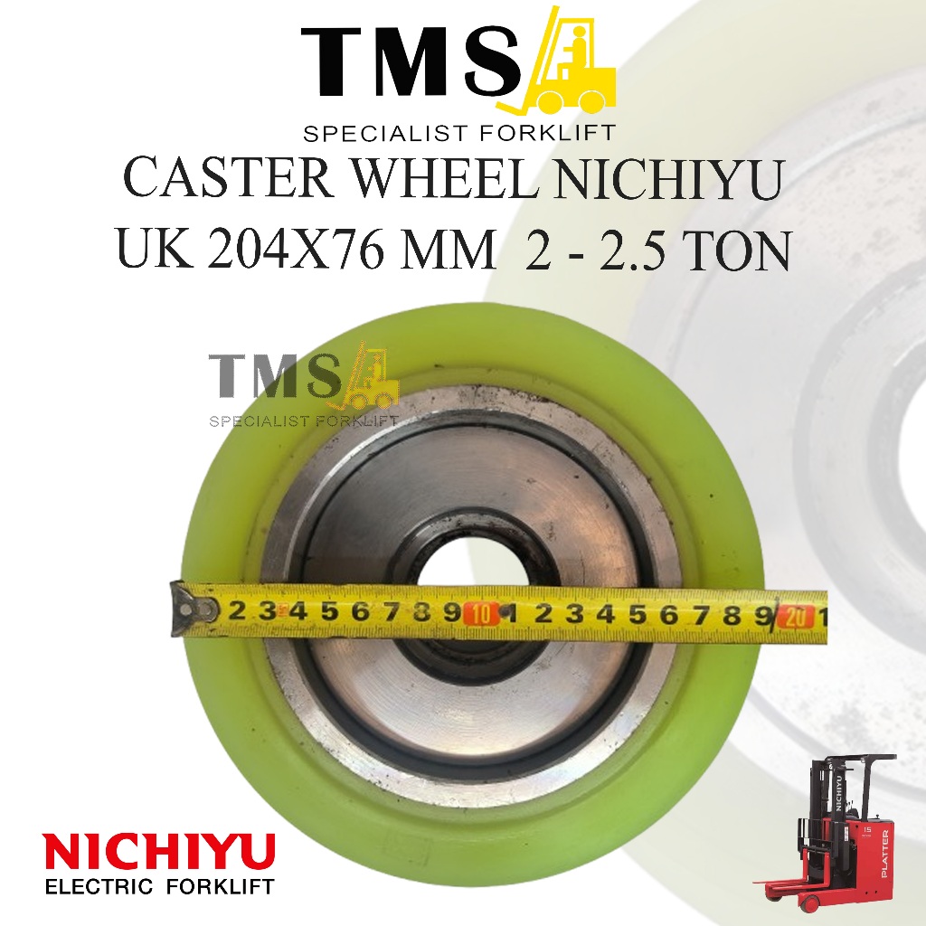 Forklift Nichiyu Caster Wheel 2 Ton - 2,5ton 204x76 Stabiliser Roda Wheel - Gambar 4