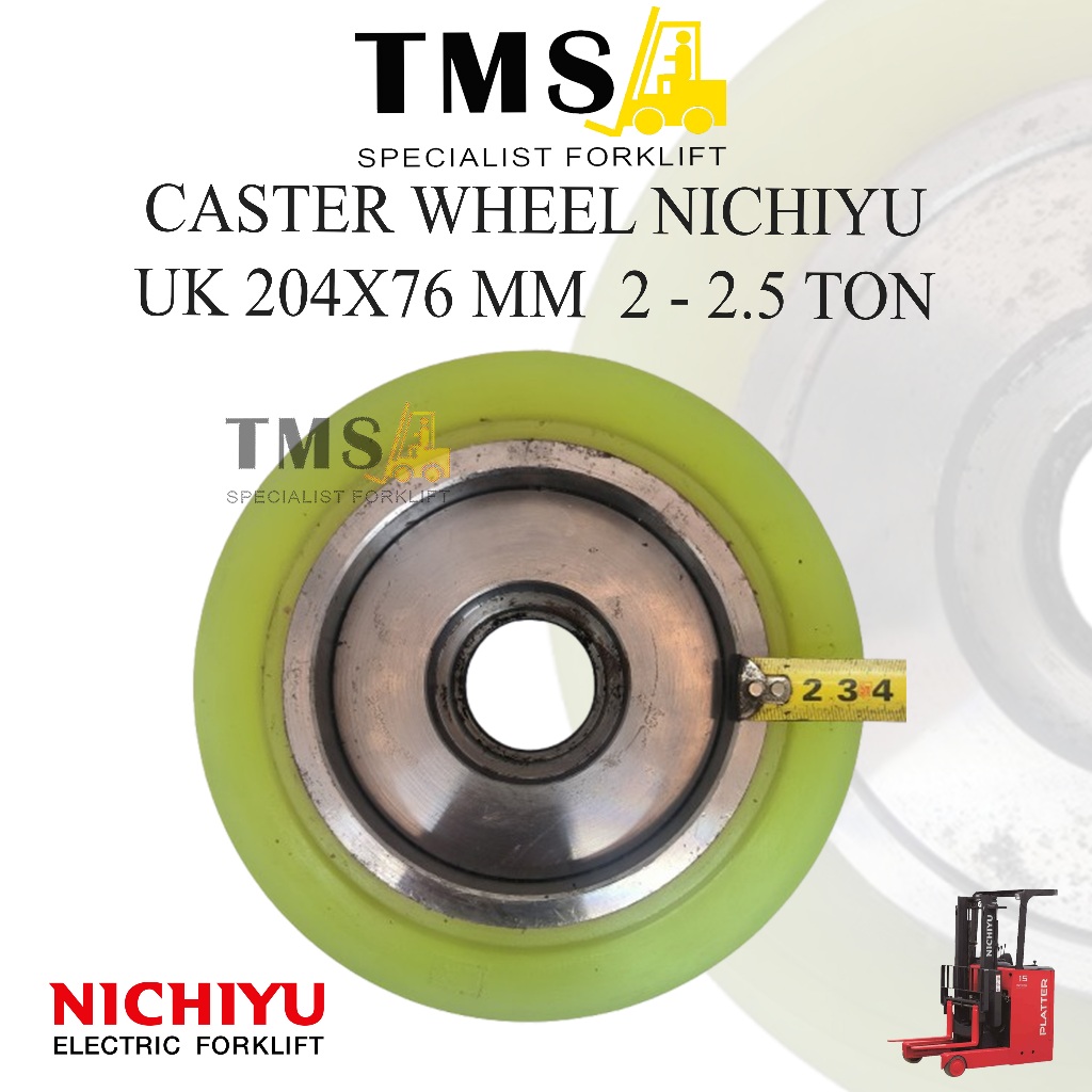 Forklift Nichiyu Caster Wheel 2 Ton - 2,5ton 204x76 Stabiliser Roda Wheel - Gambar 6