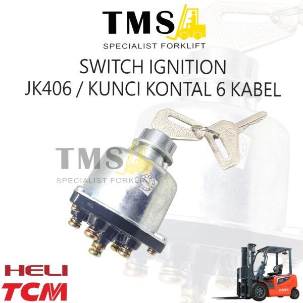 Switch Ignition JK406 Forklift TCM HELI Kunci Kontak 6 Kabel