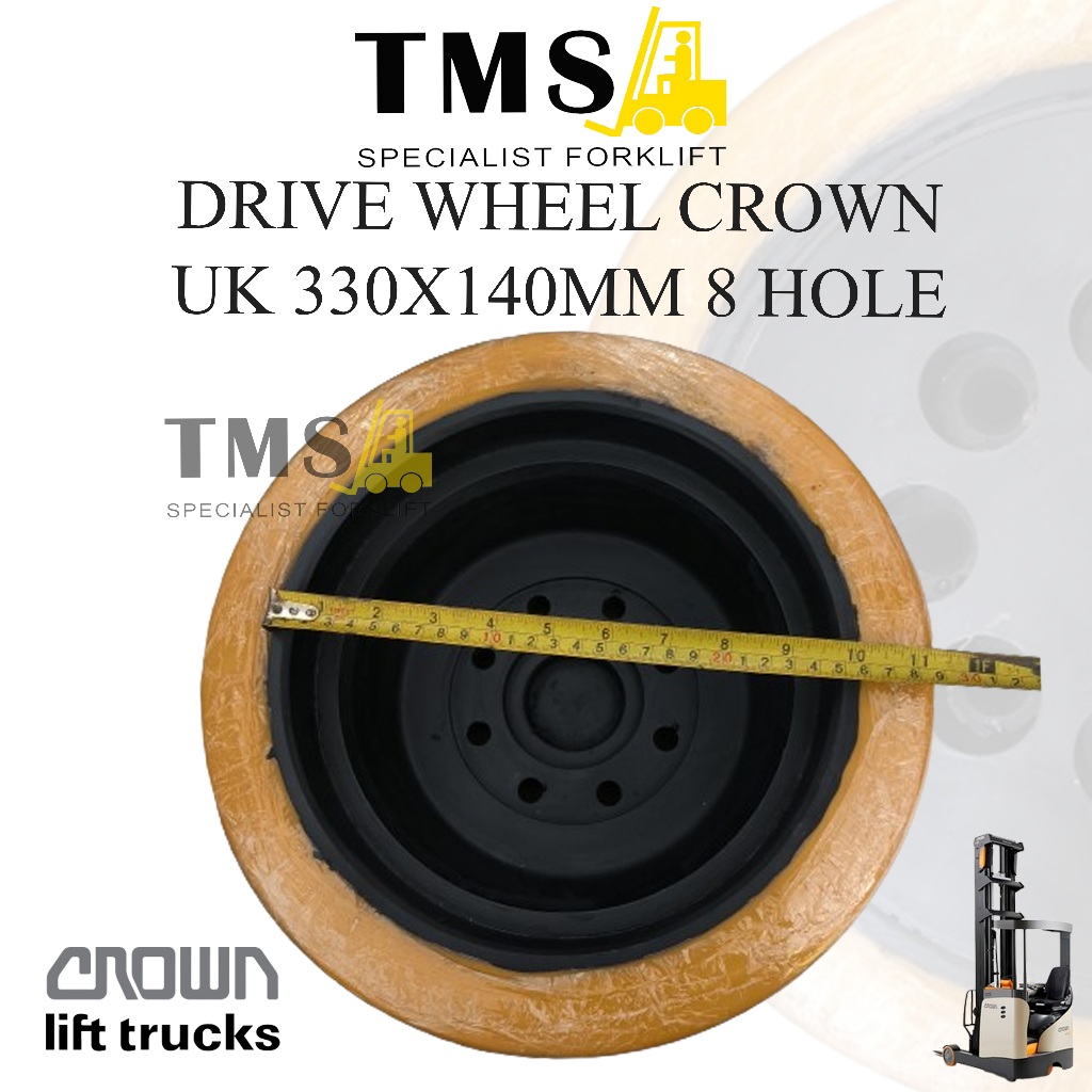 Roda Drive Crown RR 5700 Reachtruck 330x140 8 Hole Drive Wheel Forklift Crown Parts - Gambar 4
