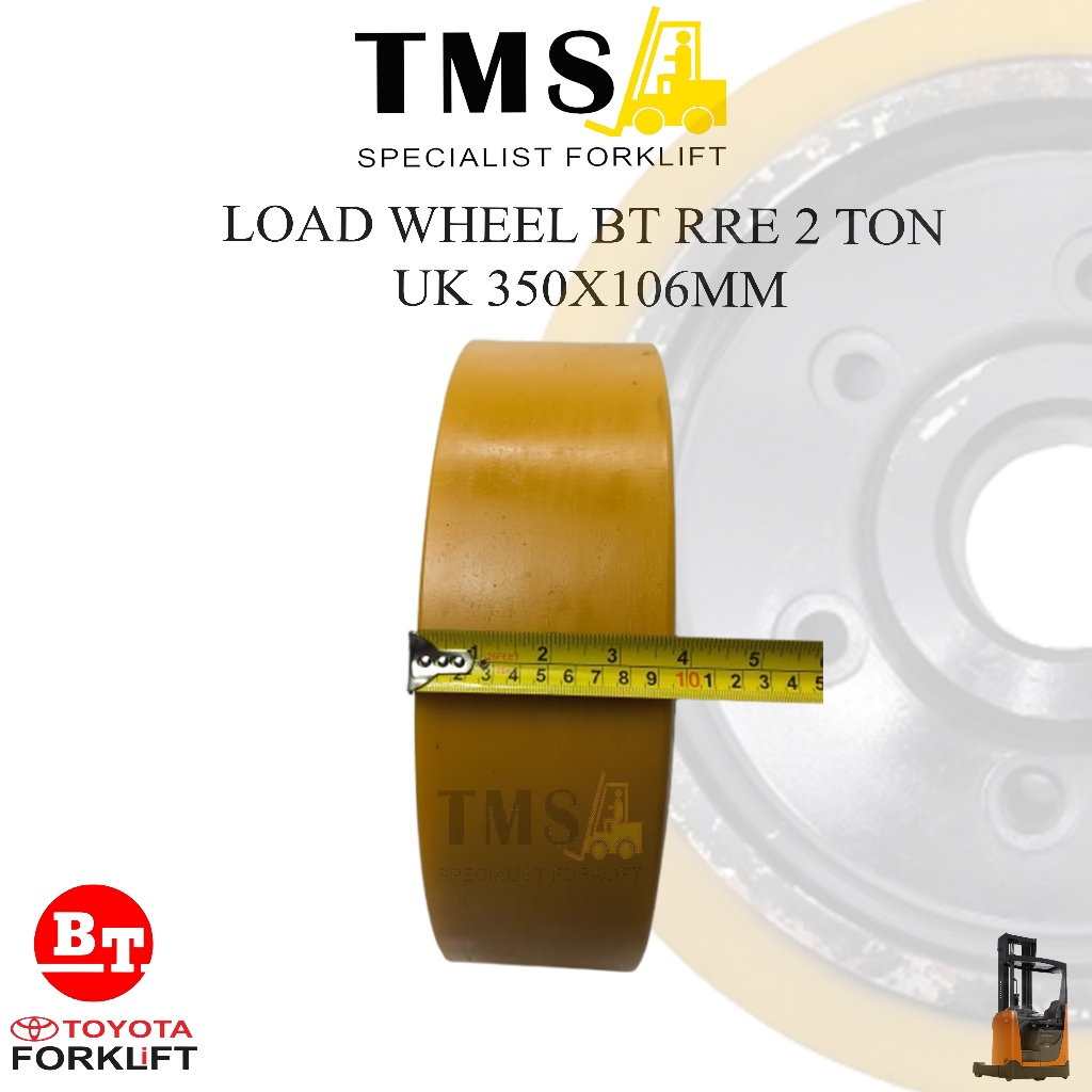 Roda Load Wheel BT RRE 2 Ton 350x106 6 Lubang 7540800 7610264 Polyurethane wheel BT Toyota Forklift - Gambar 4
