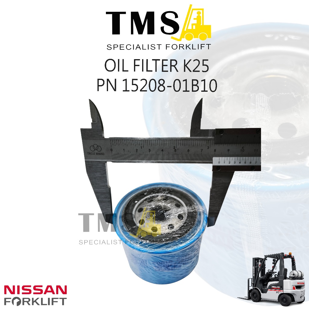 Oil Filter K25 Nissan Forklift 15208-01B10 Filter Oli Mesin K21 K25 LPG Bensin - Gambar 5