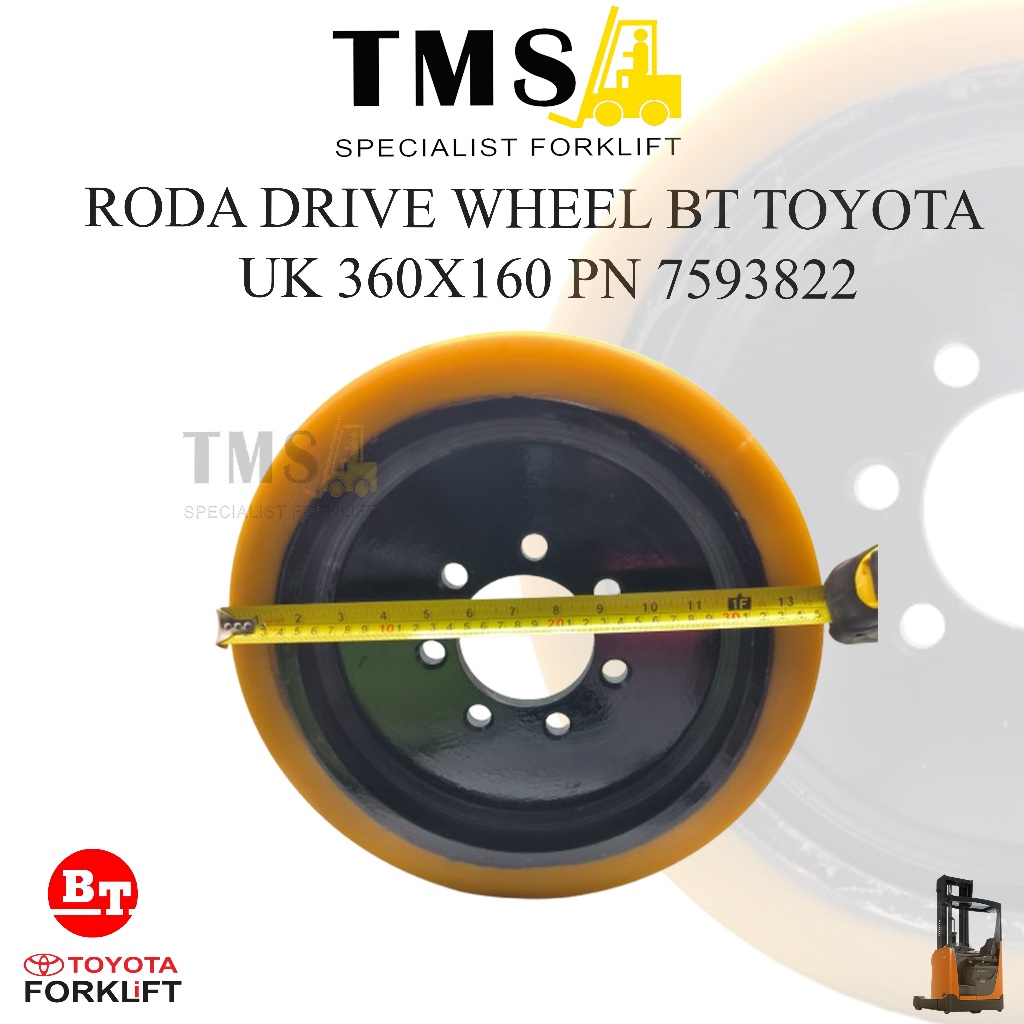 Roda Drive Wheel BT Toyota Reflex RAE RRE 2 Ton 360x160 BT 7593822 Forklift Reachtruck - Gambar 6