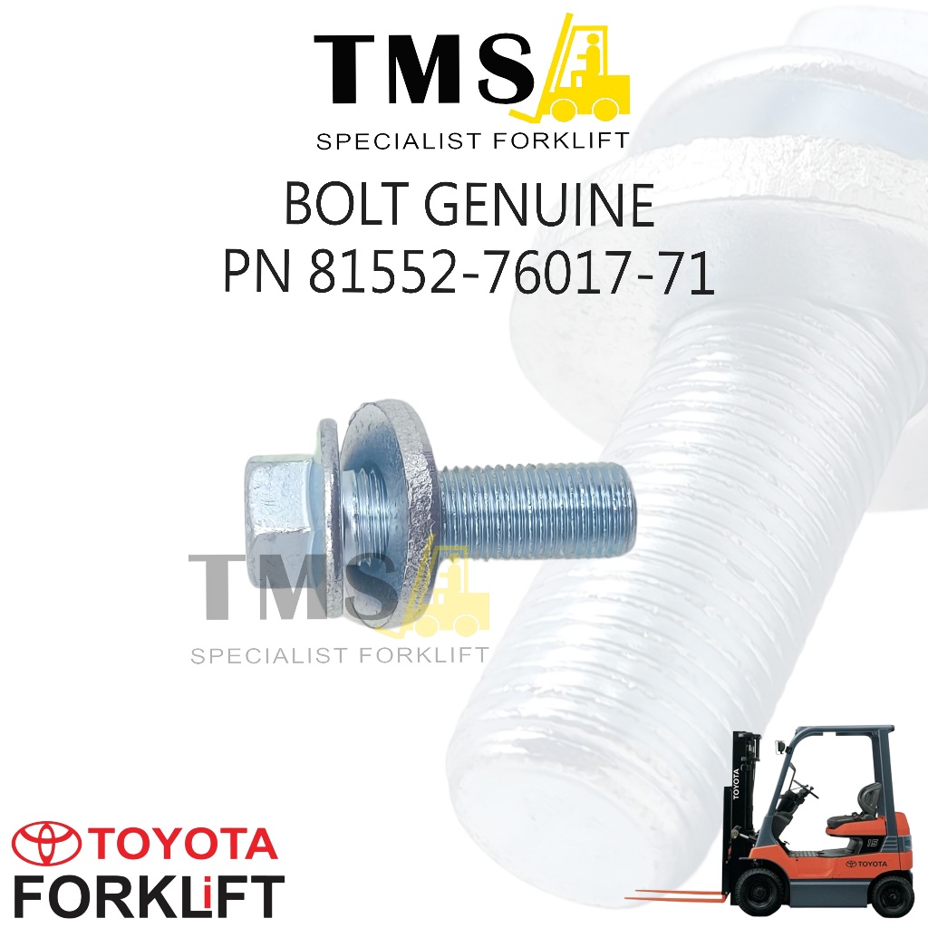 Bolt Genuine Part Number 81552-76017-71 for Forklift Toyota FB15,FD,FG - Gambar 2