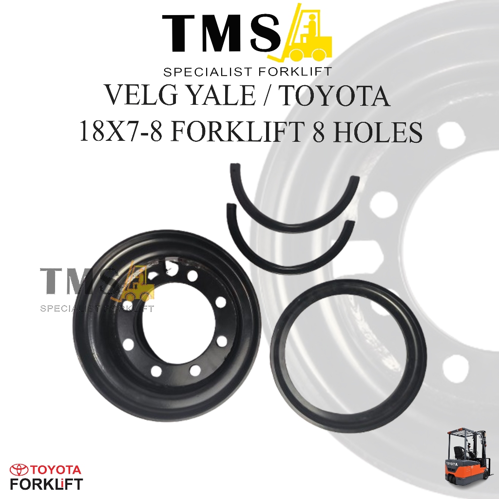 Velg Forklift YALE Toyota 2 Ton 18x7-8 8 lobang Hole 8 RIM Forklift Counter Balance - Gambar 3
