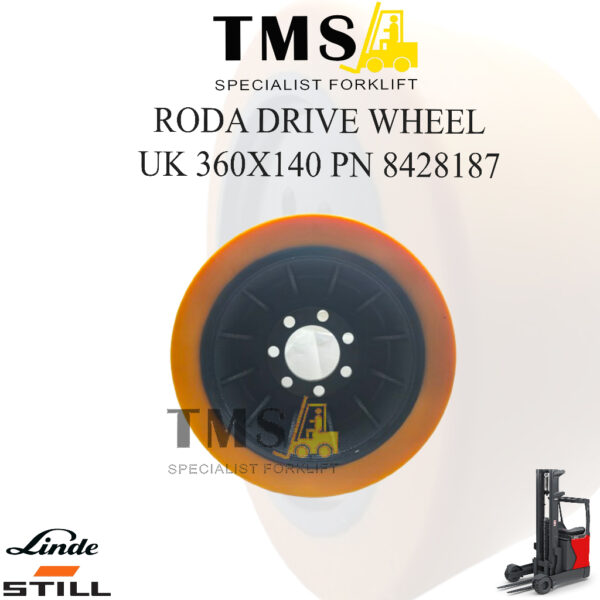 Drive Wheel Forklift LINDE STILL 8428187 360x140 Linde R20 2 Ton Roda Belakang Forklift Reachtruck