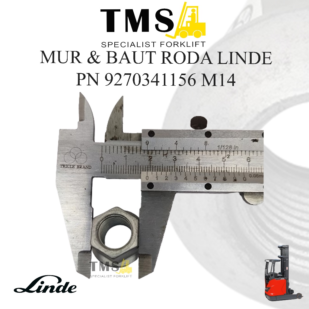 Mur Baut Roda Forklift LINDE 9270341156 WHEEL NUT Reachtruck M14 - Gambar 6