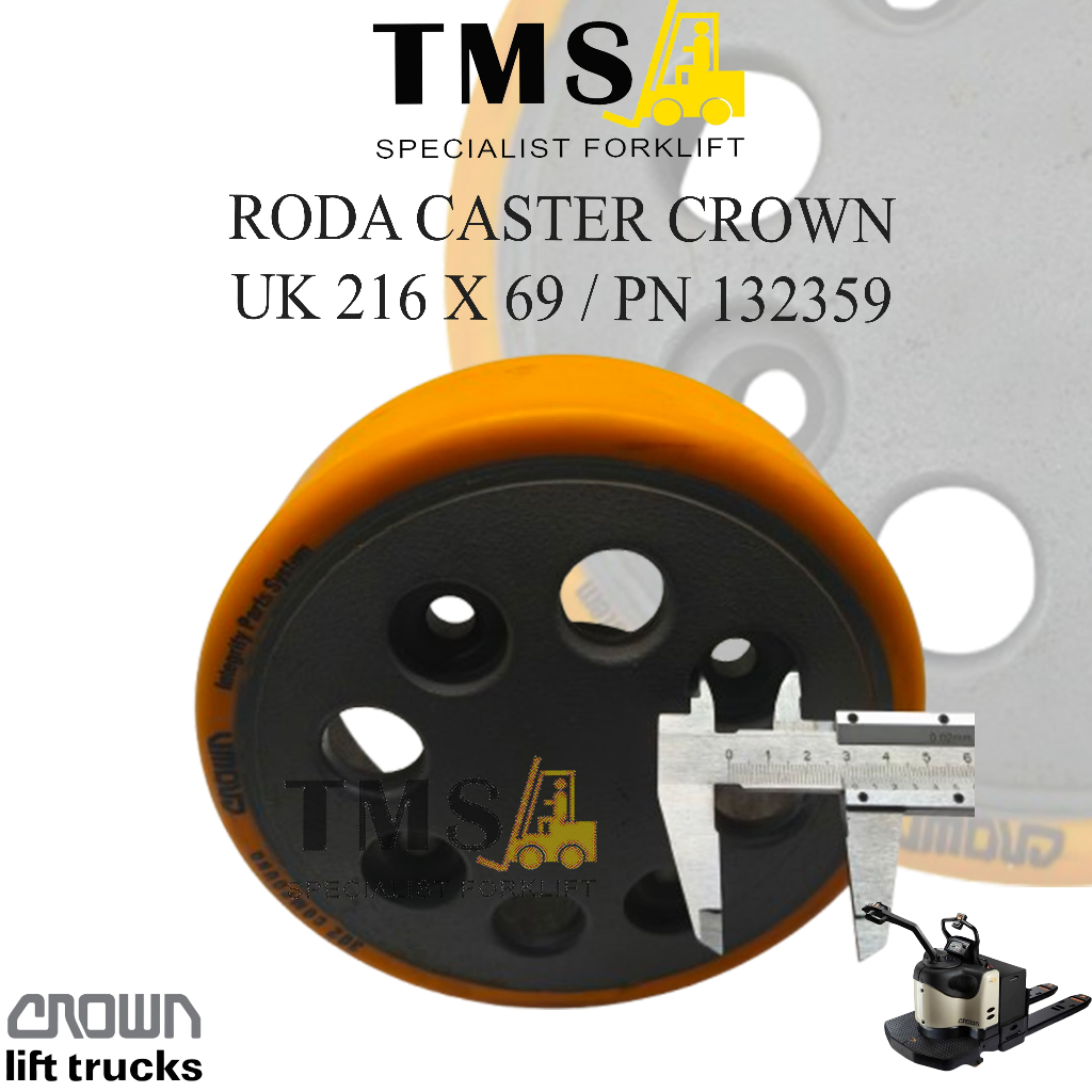 Roda Caster Crown RR RD 5500 5700 216x69 132359-302 Caster Wheel - Gambar 3