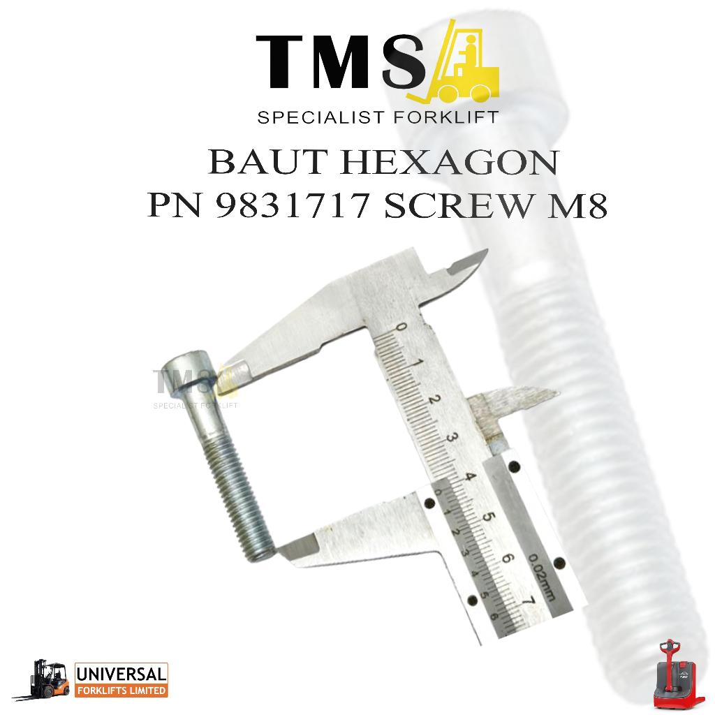 Baut Hexagon 9831717 Forklift Head CAP Screw M8 Stacker Pallet Mover Electric - Gambar 2