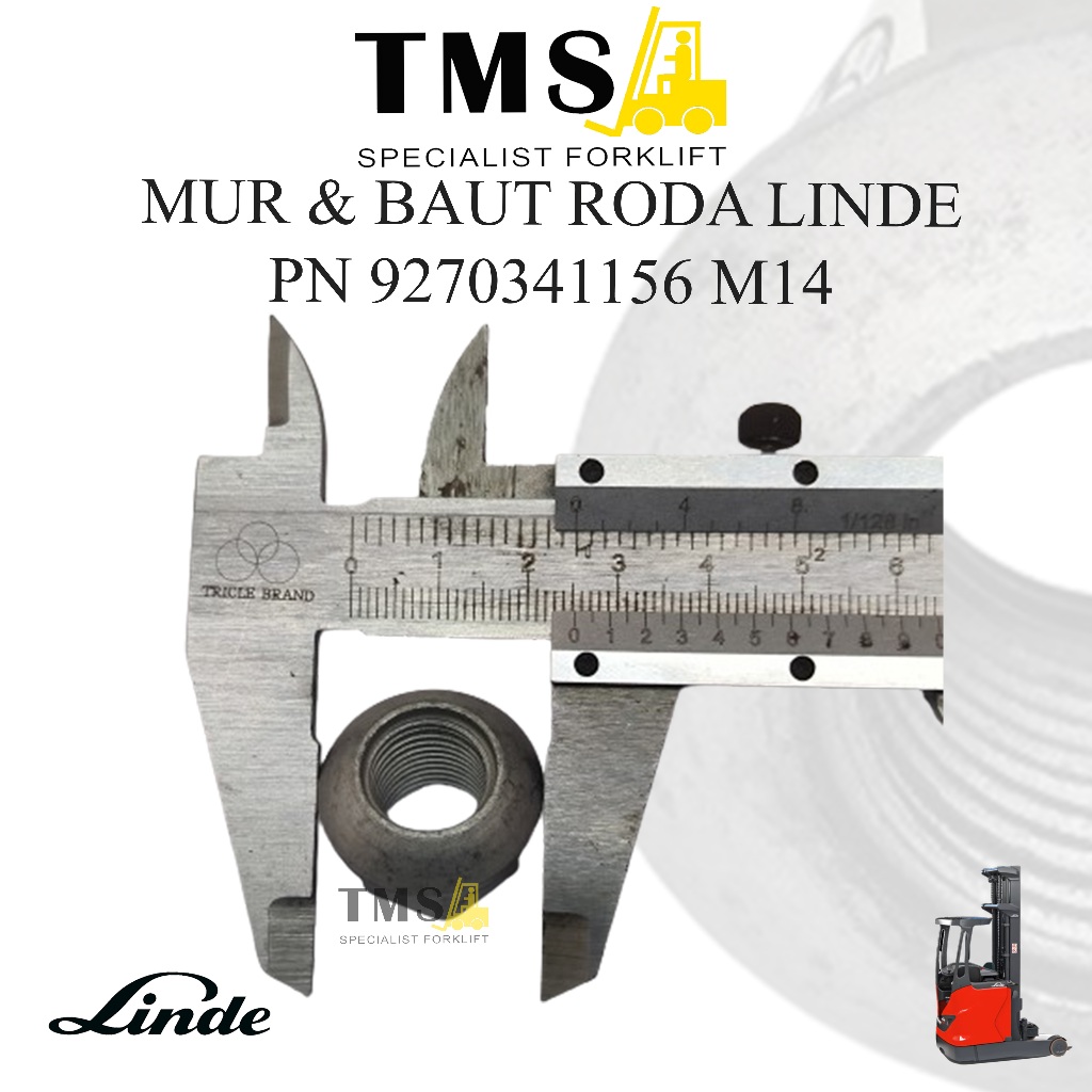 Mur Baut Roda Forklift LINDE 9270341156 WHEEL NUT Reachtruck M14 - Gambar 4