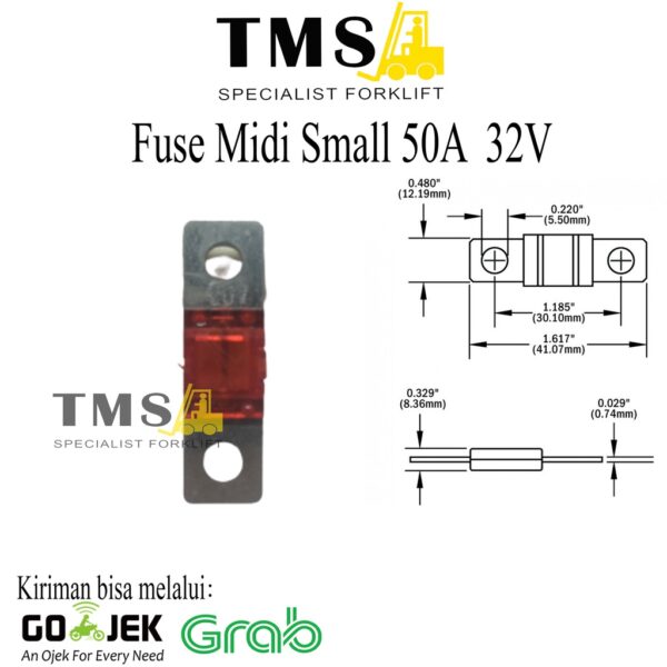 Fuse BF1 small Midi 50A 32V for Forklift - Sekring BF1 50A 32V