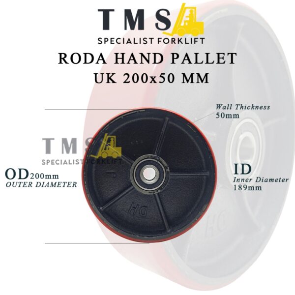 Roda Wheel Hand Pallet 200x50 Steering Wheel Polyurethane Heavy Duty