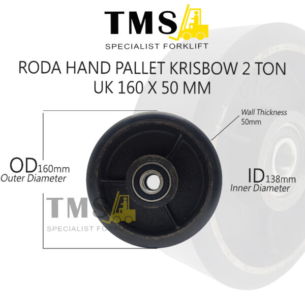 Roda Hand Pallet 160x50 Load Wheel Polyurethane Heavy Duty Krisbow 2 Ton