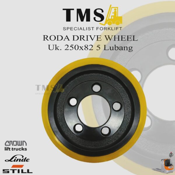 Roda Drive Wheel 250x82 5 Lobang STILL Linde CROWN BT Stacker Pallet Mover Polyurethane