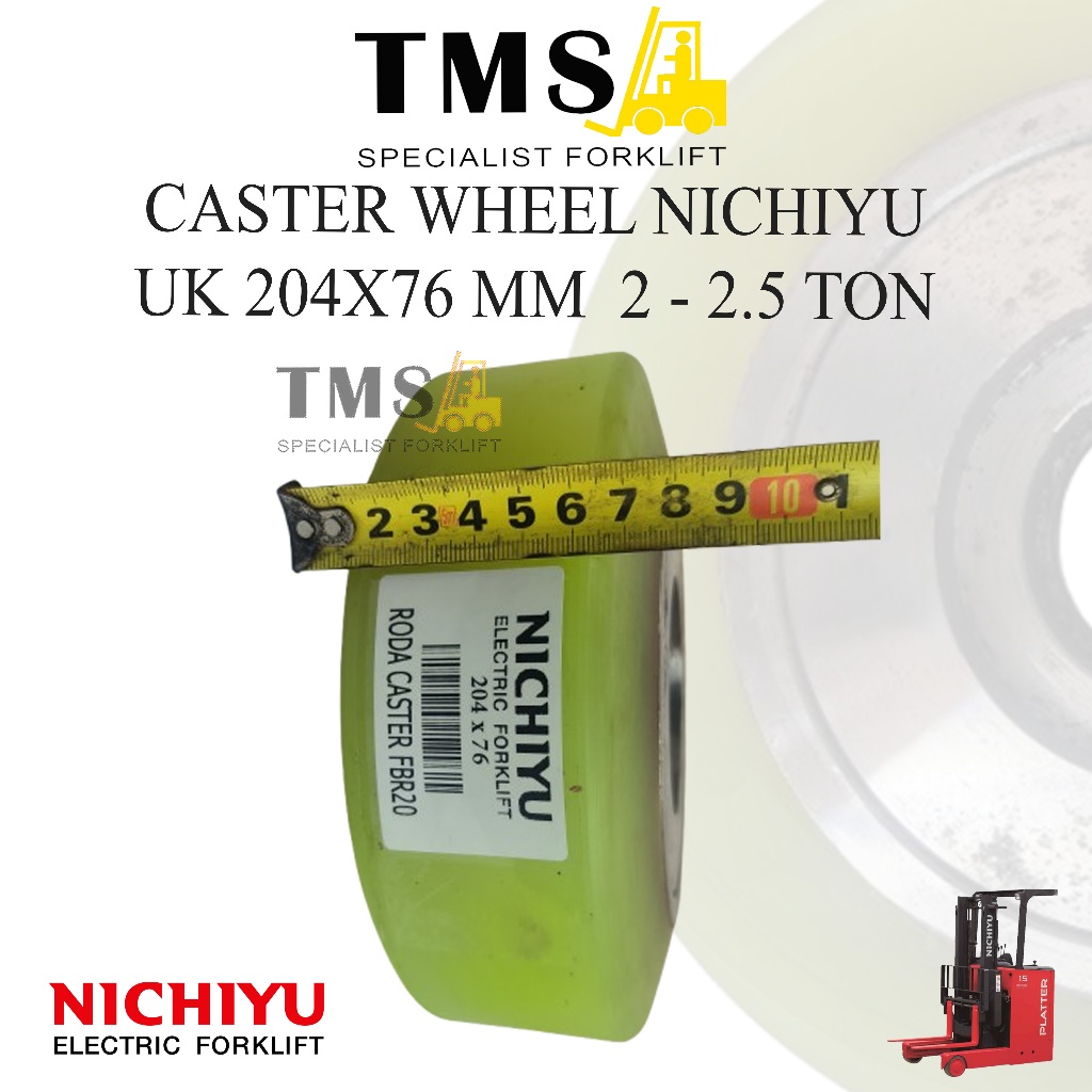 Forklift Nichiyu Caster Wheel 2 Ton - 2,5ton 204x76 Stabiliser Roda Wheel - Gambar 3