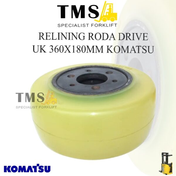 Lapis Ulang Roda Reachtruck Forklift Komatsu Electric FBR13RL 360x180 Drive Wheel Relining