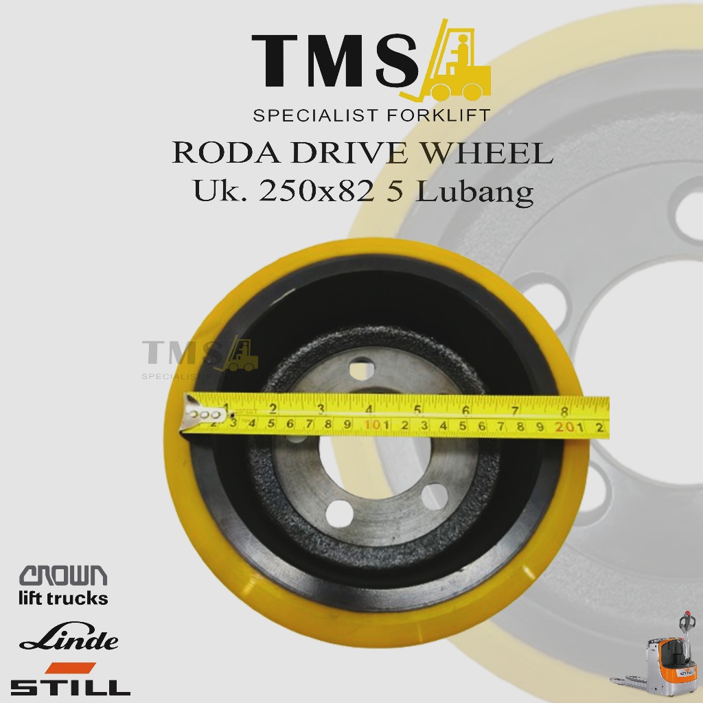Roda Drive Wheel 250x82 5 Lobang STILL Linde CROWN BT Stacker Pallet Mover Polyurethane - Gambar 4