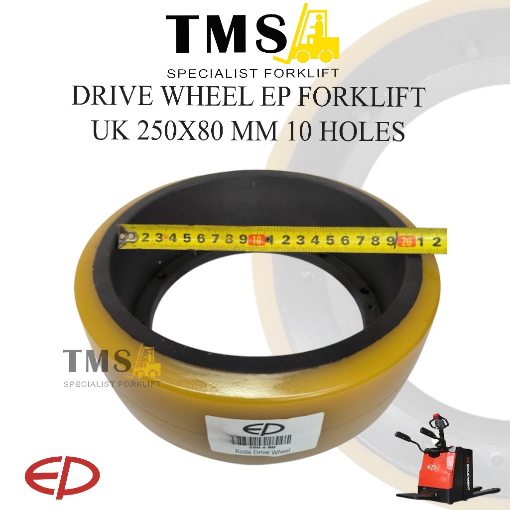 Roda Drive Wheel Stacket Pallet Mover EP Forklift 250x80 10 Holes - Gambar 3