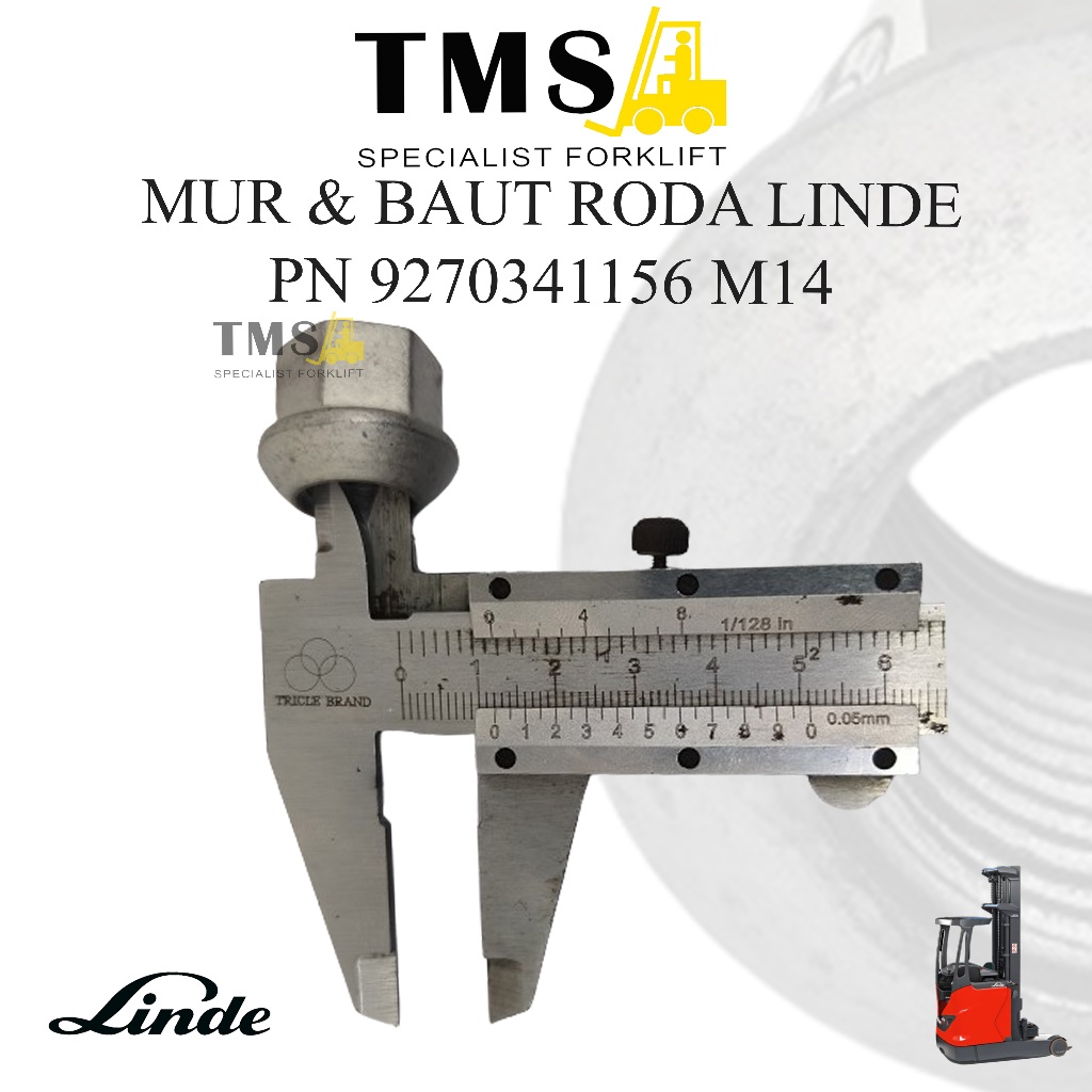 Mur Baut Roda Forklift LINDE 9270341156 WHEEL NUT Reachtruck M14 - Gambar 5