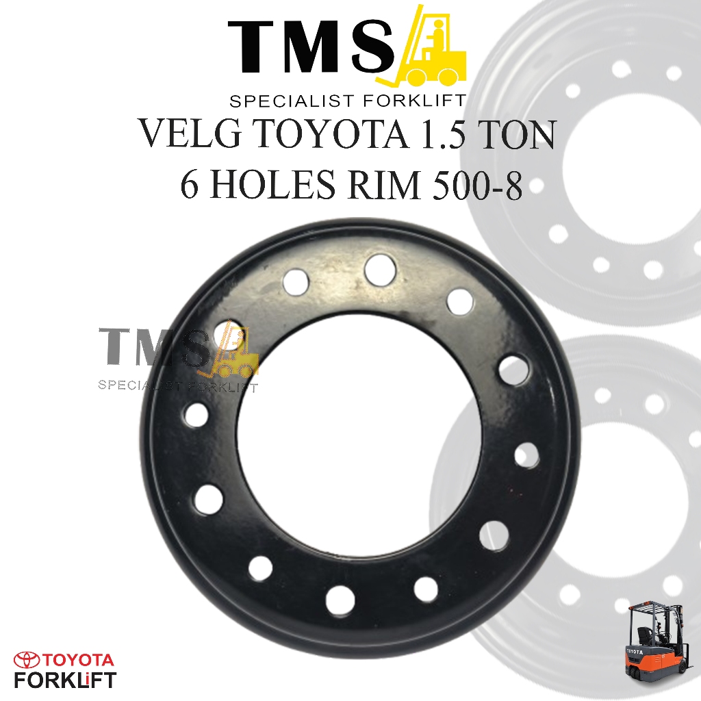 Forklift Velg Toyota 1,5 Ton 500-8 Hole 6 lobang 6 Forklift Steel RIM - Gambar 3