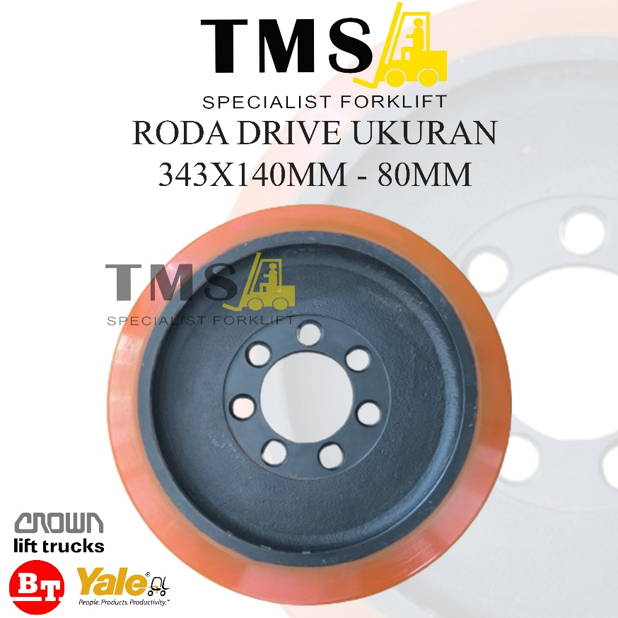 Roda Drive Wheel Reachtruck BT Yale Crown 343x140 -80mm