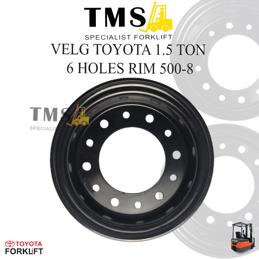Forklift Velg Toyota 1,5 Ton 500-8 Hole 6 lobang 6 Forklift Steel RIM - Gambar 2