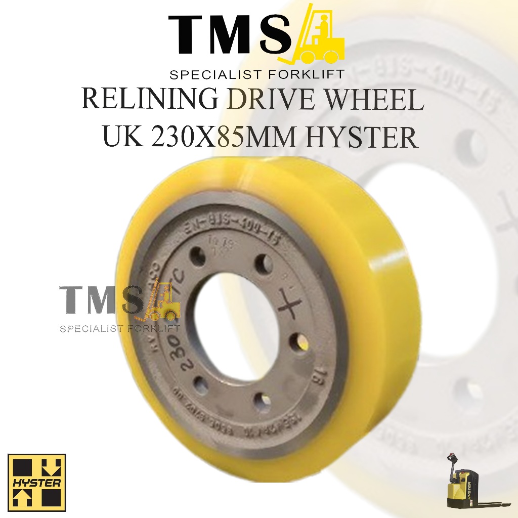 Relining Pallet Mover Hyster Forklift Relining Roda Drive Wheel 230x85 PU Hyster P18