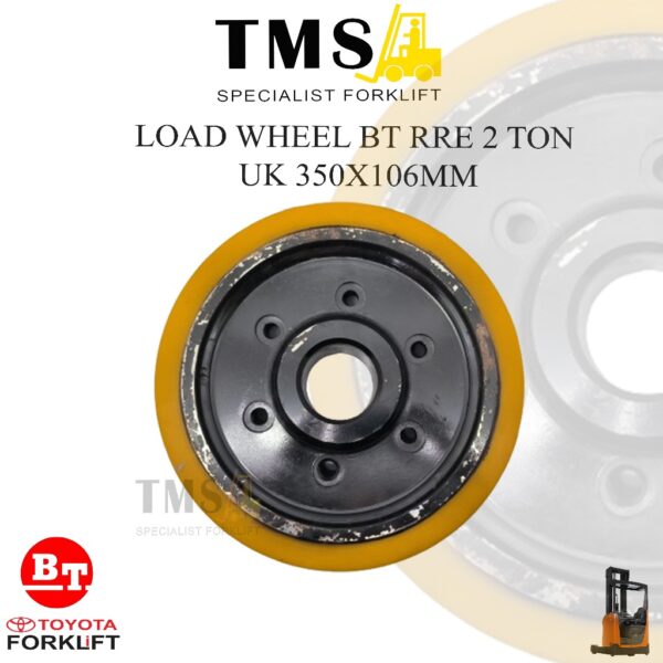 Roda Load Wheel BT RRE 2 Ton 350x106 6 Lubang 7540800 7610264 Polyurethane wheel BT Toyota Forklift