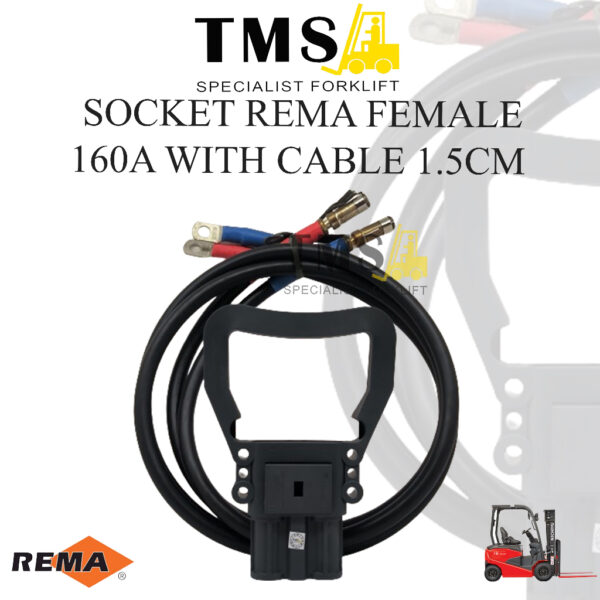 Socket Rema 160A Female With Cable 1,5 meter (Tebal 50mm) For Forklift