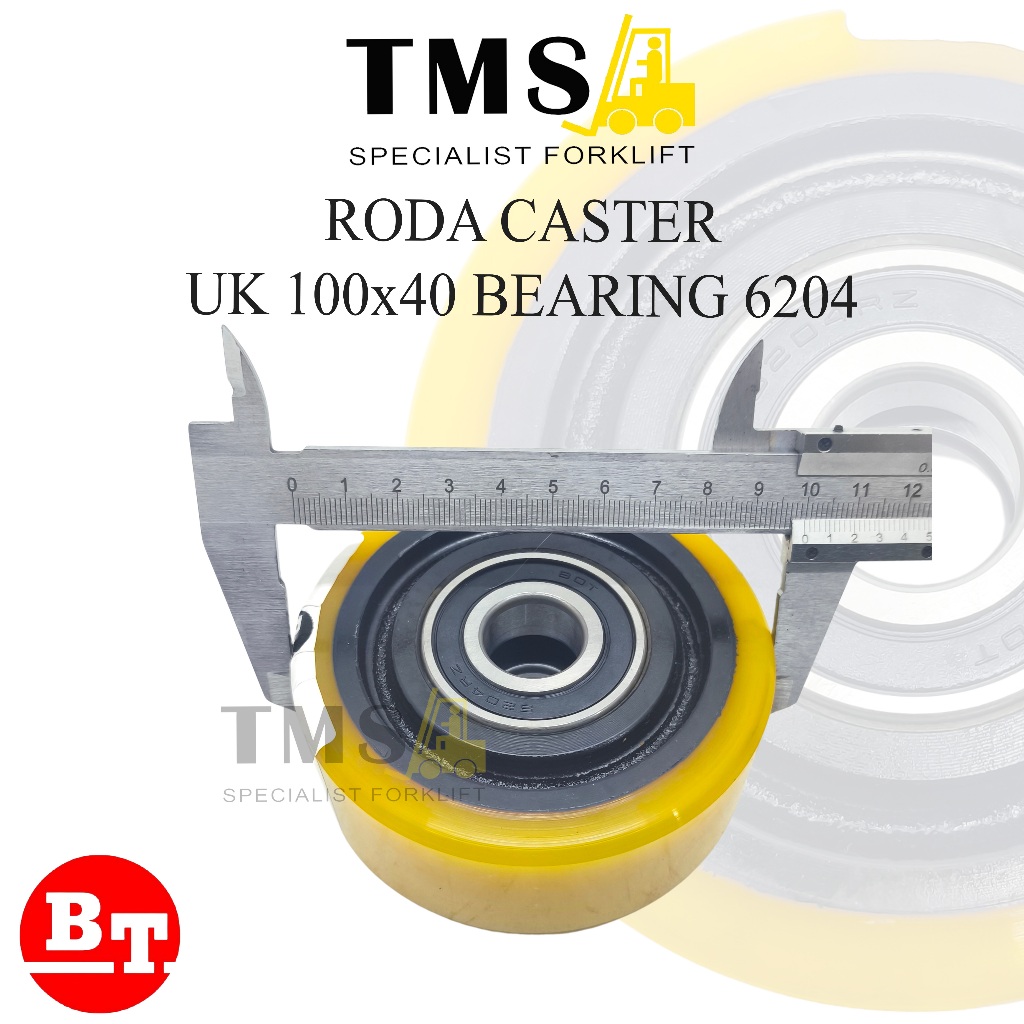 Roda Caster Forklift 100x40 Bearing 6204 Wheel Supporting Stacket Pallet Mover - Gambar 5