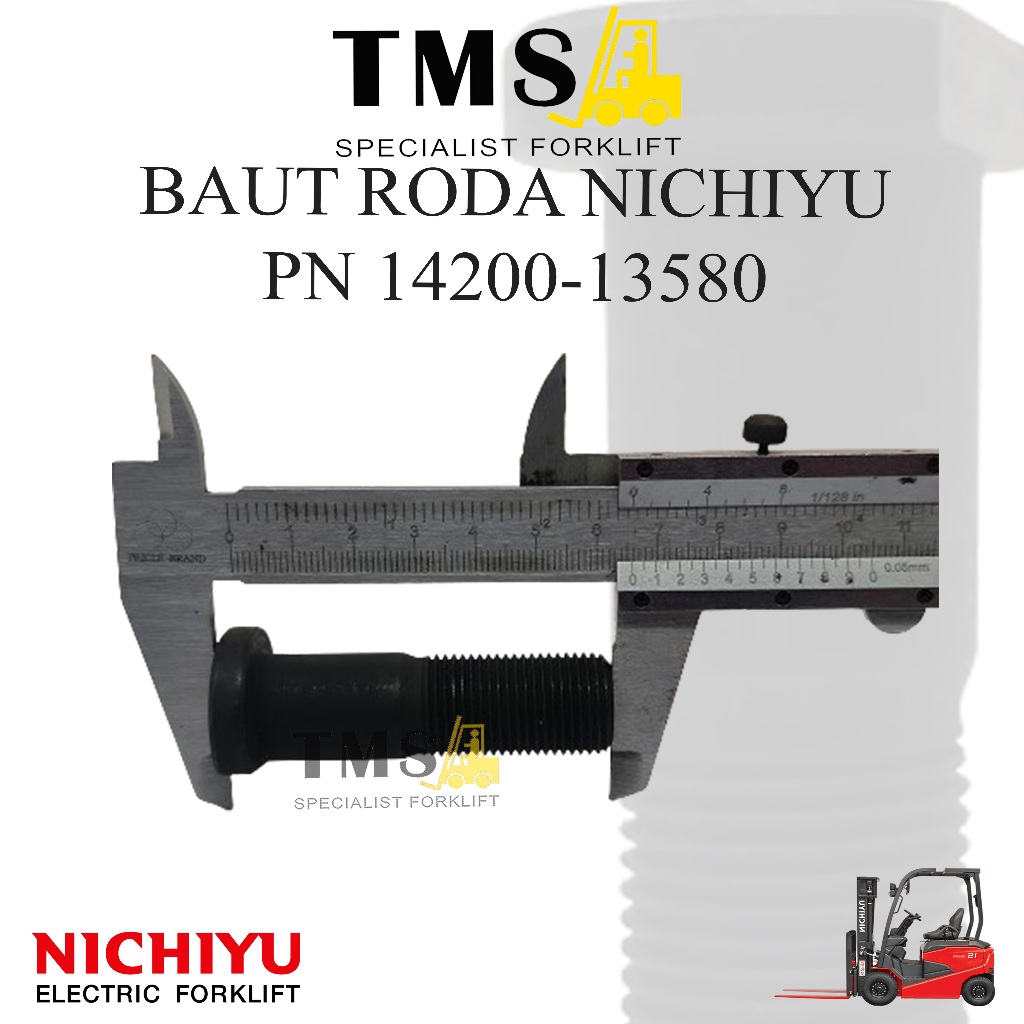 Baut Roda Wheel Bolt HUB 14200-13580 Nichiyu Forklift Baut MUR NUT Forklift FB 75 Series - Gambar 2