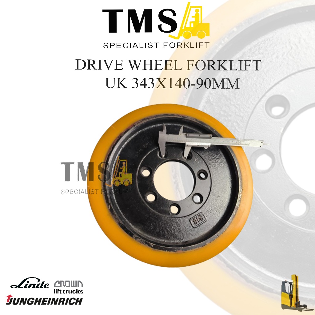 Roda Drive Wheel 343x140 -90mm LINDE JUNGHEINRICH Reachtruck ETV CROWN Electric Forklift - Gambar 5