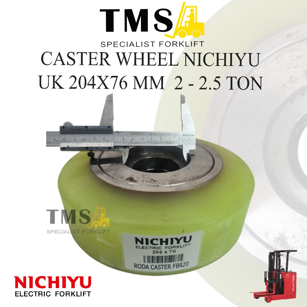 Forklift Nichiyu Caster Wheel 2 Ton - 2,5ton 204x76 Stabiliser Roda Wheel - Gambar 2