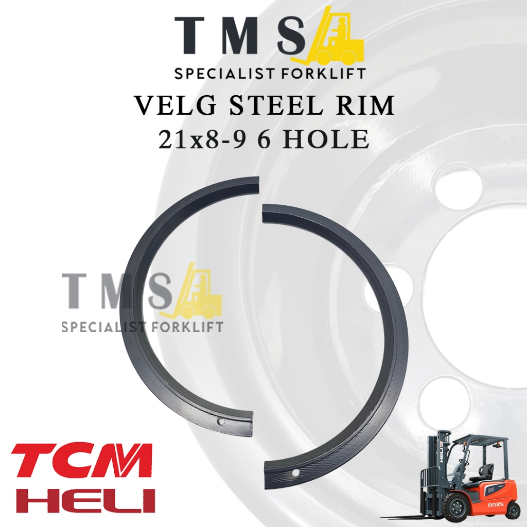 Velg Forklift 3 Ton 21x8-9 6 Hole HELI TCM Steel Rim FD30 CPCD30 Heavy Duty - Gambar 6