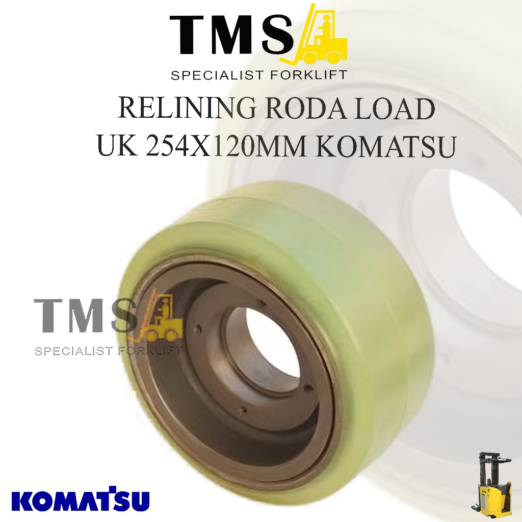 Pelapisan Roda Reachtruck Forklift Komatsu Electric Load Wheel 254x120 FBR13RL 1.3 Ton Relining