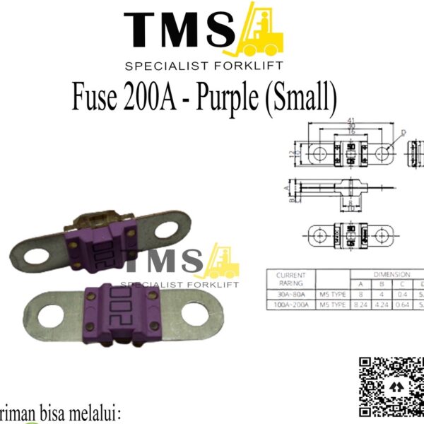 FUSE 200A 32V SMALL BF1 PURPLE FOR FORKLIFT