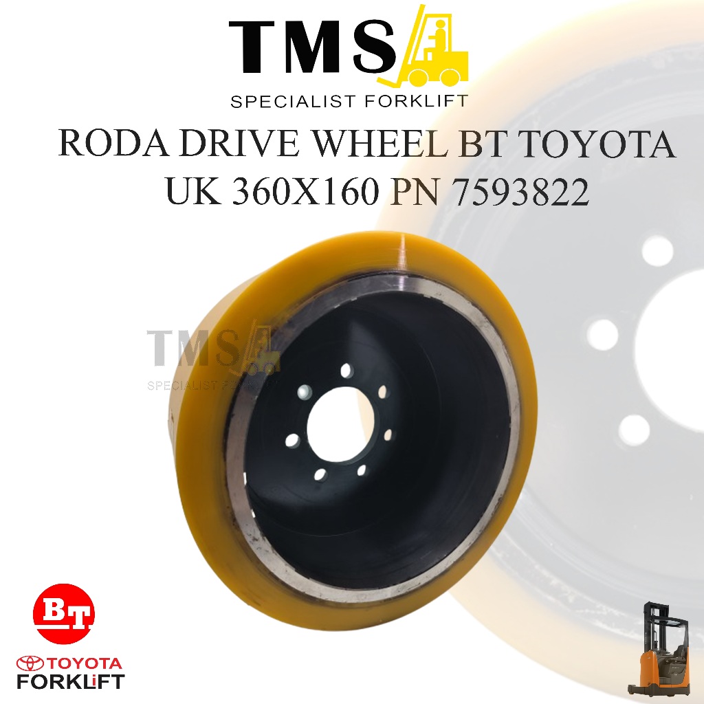 Roda Drive Wheel BT Toyota Reflex RAE RRE 2 Ton 360x160 BT 7593822 Forklift Reachtruck - Gambar 2