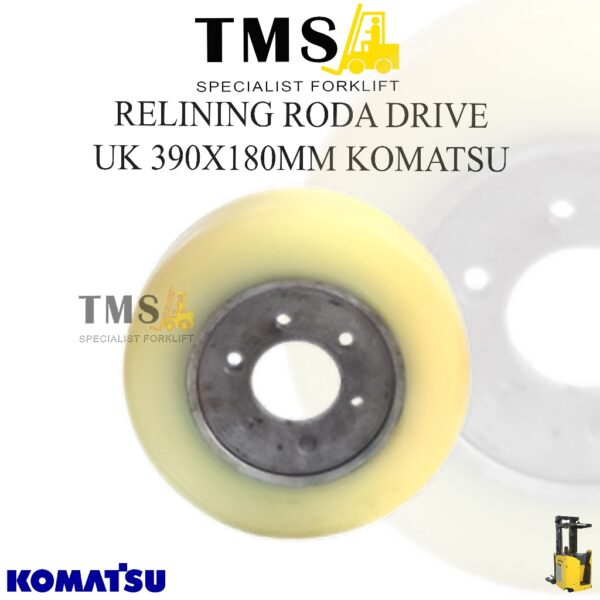 RELINING Roda Forklift Relining Drive Wheel 390x180 Roda Belakang Komatsu Electric Reachtruck 2 Ton