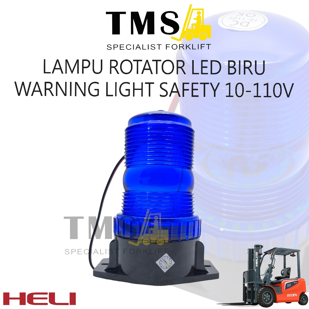 Lampu Rotator Lamp LED Biru 10-110V Tinggi Forklift HELI Warning Light Safety Blue - Gambar 2