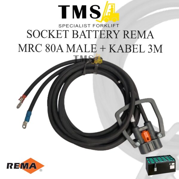 Socket Battery Rema MRC 80A 150V Male with Cable 25mm Long  3 meter
