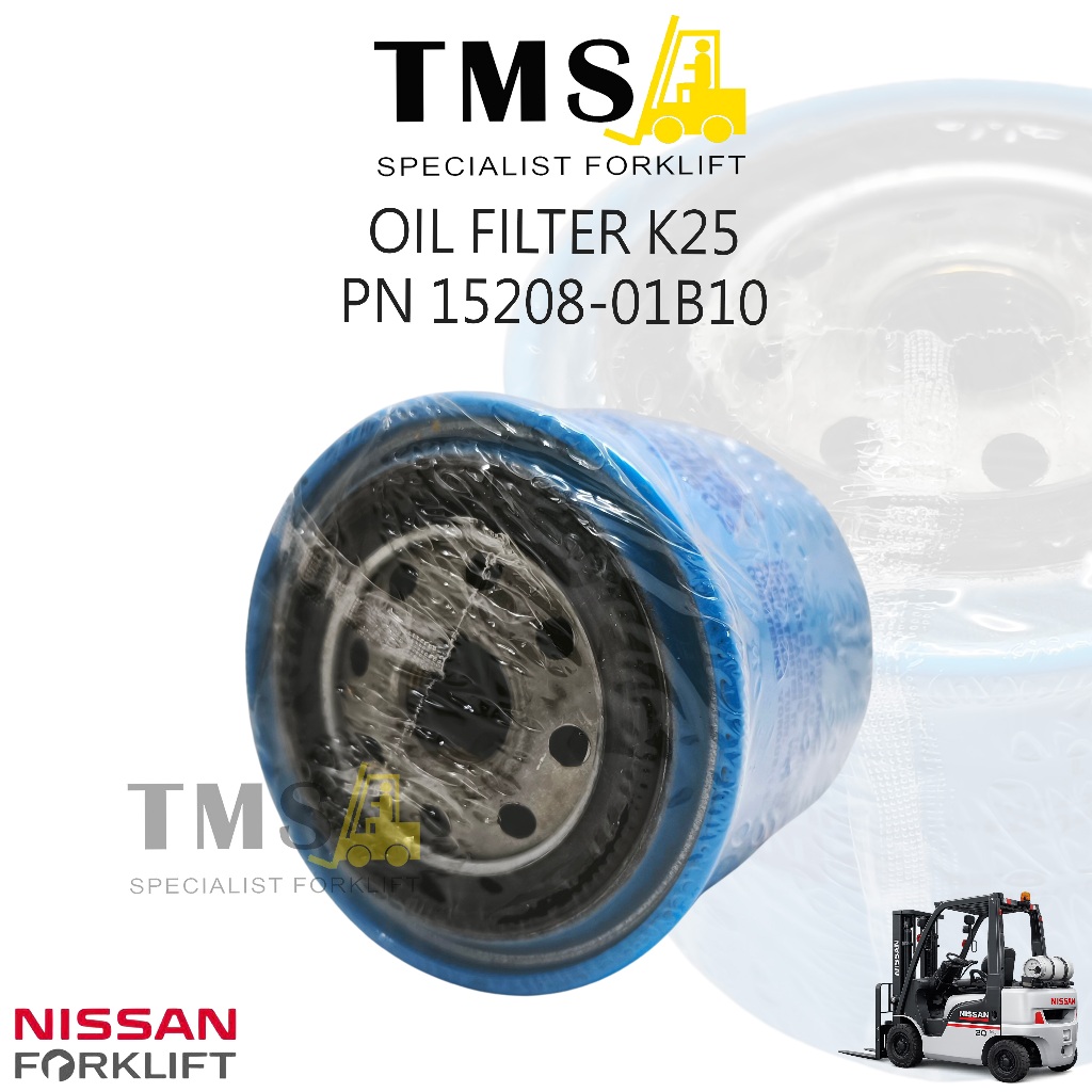 Oil Filter K25 Nissan Forklift 15208-01B10 Filter Oli Mesin K21 K25 LPG Bensin - Gambar 2