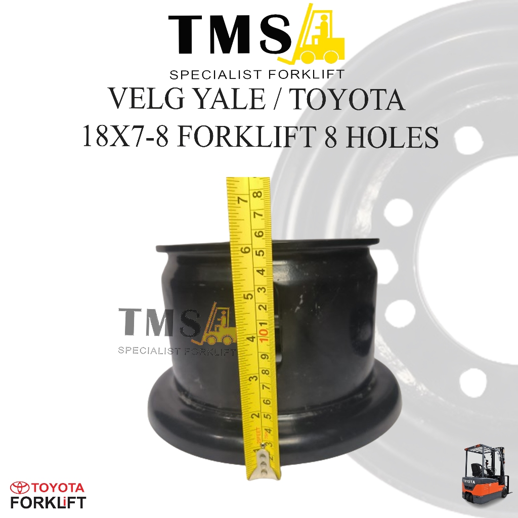 Velg Forklift YALE Toyota 2 Ton 18x7-8 8 lobang Hole 8 RIM Forklift Counter Balance - Gambar 4