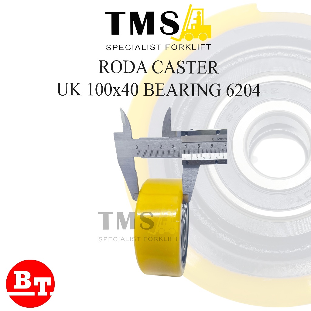 Roda Caster Forklift 100x40 Bearing 6204 Wheel Supporting Stacket Pallet Mover - Gambar 4