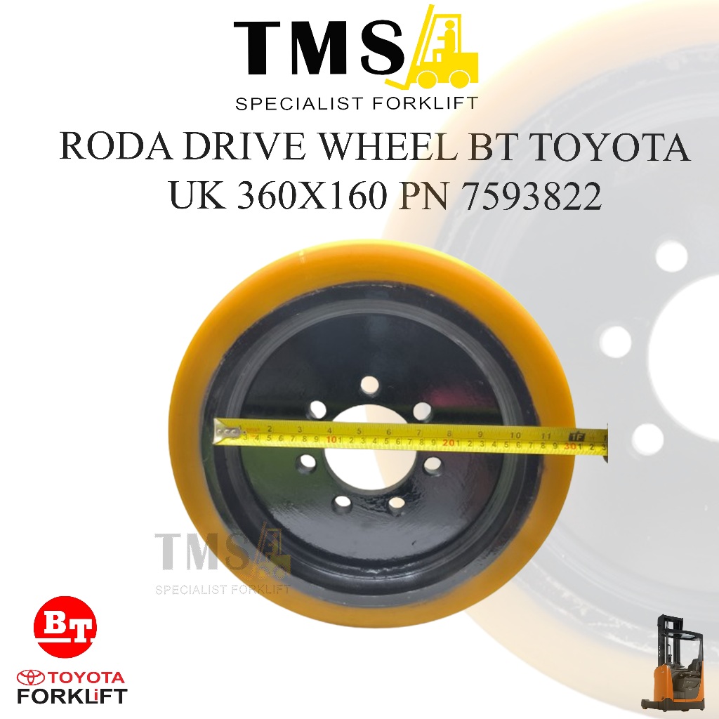 Roda Drive Wheel BT Toyota Reflex RAE RRE 2 Ton 360x160 BT 7593822 Forklift Reachtruck - Gambar 5