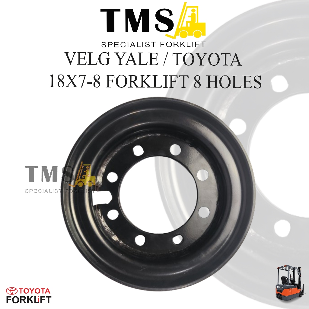 Velg Forklift YALE Toyota 2 Ton 18x7-8 8 lobang Hole 8 RIM Forklift Counter Balance - Gambar 2